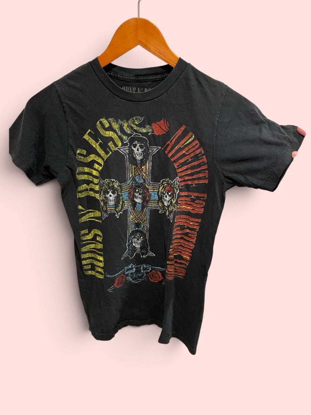 Guns N’ Roses appetite t-shirt black rock concert festival cotton broken in
